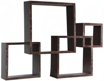 Danya B Decorative Wall Mount Floating Intersecting Cube Accent Wall Shelf - Black
