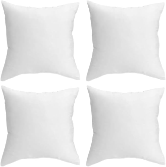 QUBA LINEN 18 x 18 Throw Pillow Insert - Pack of 4 White, Down Alternative Pillow Inserts for Decorative Pillow Covers, Throw Pillows for Bed, Couch Pillows for Living Room (26" x 26" (Pack of 4))