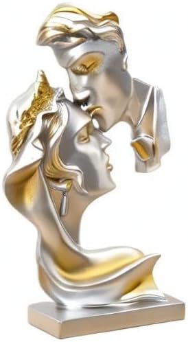 Couples Kiss Sculpture,Abstract Art Couple Sculpture Home Furnishing Resin Statue Decoration Romantic Statue Used for Home Decoration, Wedding, Gift.Silver
