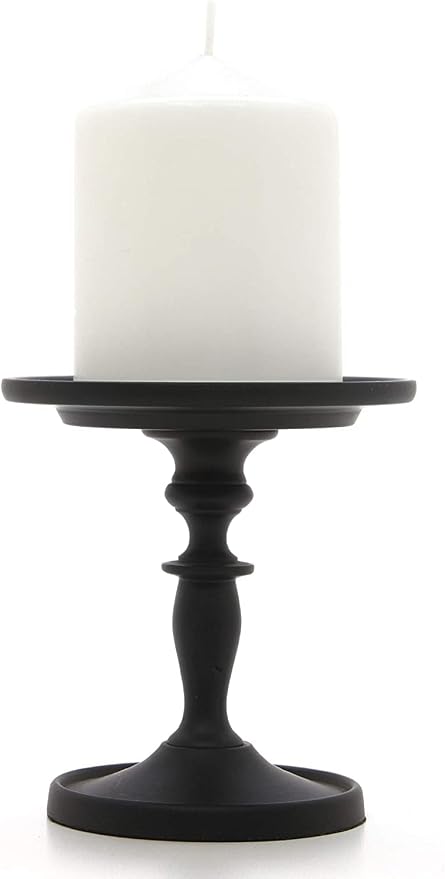 Hosley Aluminum Metal Decorative Pillar Candle Holder Black Finish Set of 4 for Candles or Display, 4.75” High - Ideal for Weddings, Parties, Events, Home Decor, Gifts, Elegant