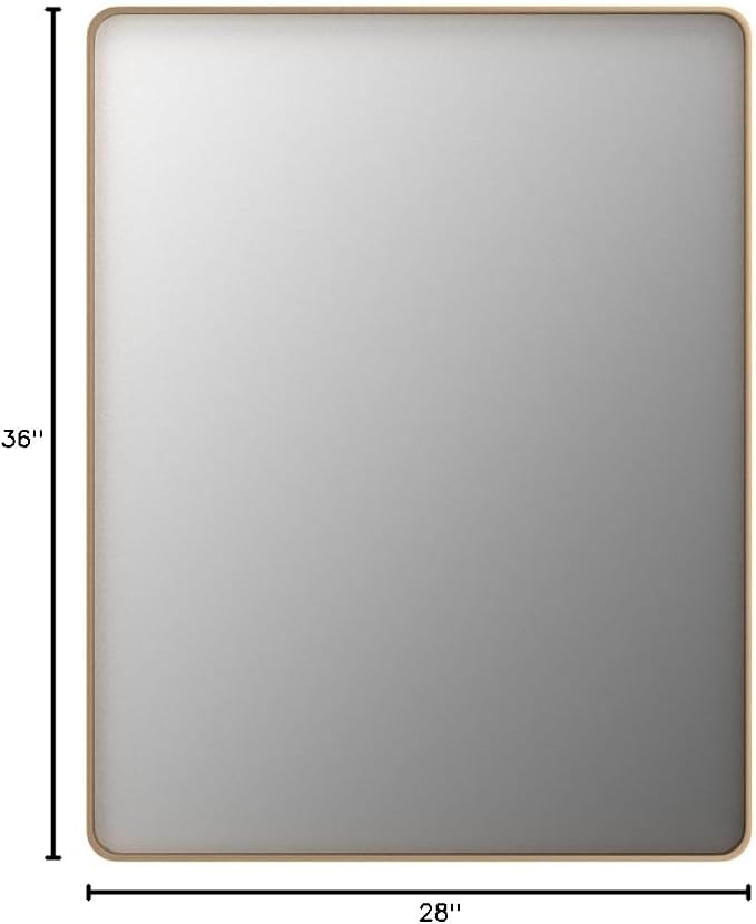 LOAAO 28”X36” Gold Bathroom Mirror, Rounded Rectangle Gold Frame Mirror, Brushed Gold Bathroom Vanity Mirror Wall-Mounted, Anti-Rust, Hangs Horizontally or Vertically