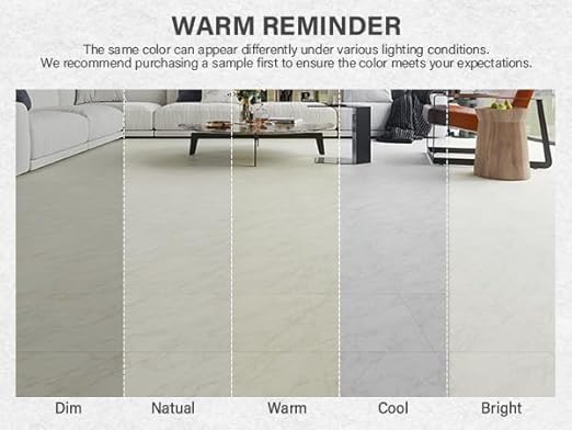 12" x 12" Peel and Stick Floor Tile, Self Adhesive Vinyl Flooring, 20 Tiles Grayish White Marble Pattern Peel and Stick Tile for Kitchen, Bedroom, Cover 20 Sq. Ft DIY Floor Tiles