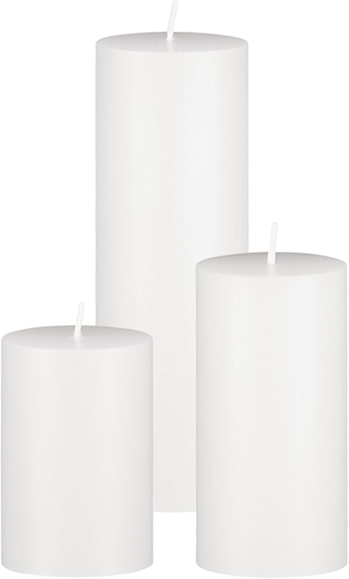 VEVOR Pillar Candles and Glass Vases Set 24 Pcs, Clear Cylinder Hurricane Candle Holders for Wedding Centerpieces, Tall Vase for Table Decor, Wedding Party, Thanksgiving,White (2.56" x 4.7",5.9",7.9")