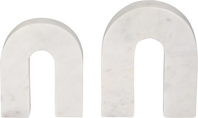 Sagebrook Home White Marble Decorative Arch Sculpture – Modern Stone Accent for Home, Office, Bedroom, Living Room – 6x2x7 Inch