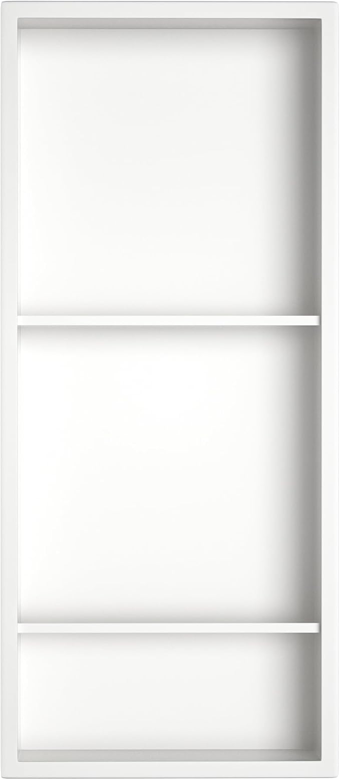 Stainless Steel Shower Niche 30" X 12" White with 3-Tiers Shelves No Tile Needed Niche Shower for Bathroom Storage Recessed Shower Shelves Over Mount Installation