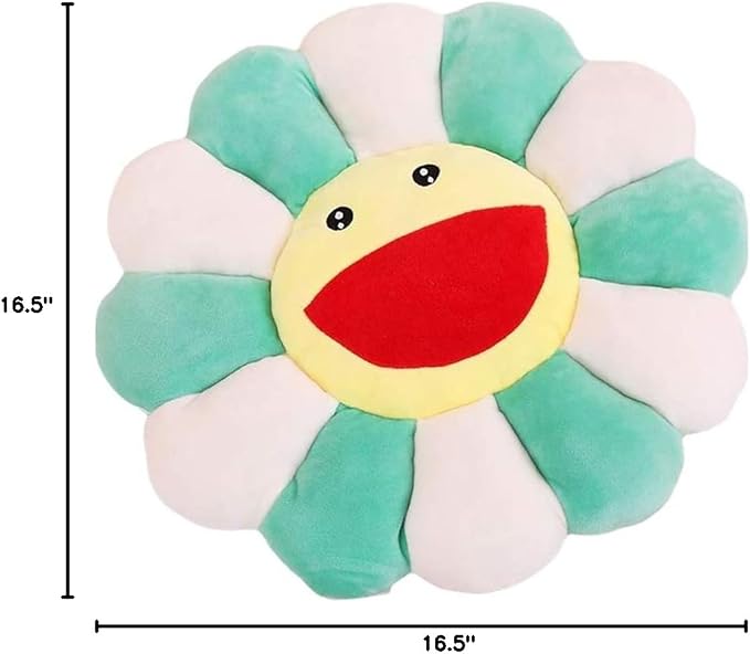 TEFU Flower Plush Pillow, Sunflower Pillow Soft & Comfortable Sunflower Smiley Cushion Colorful Sun Flower Plush Toy Home Bedroom Shop Restaurant Decor (Green,16.5in/42cm), 1 Count (Pack of 1) | Colorful Sunflower Plush Pillow—Perfect for Home, Bedroom...