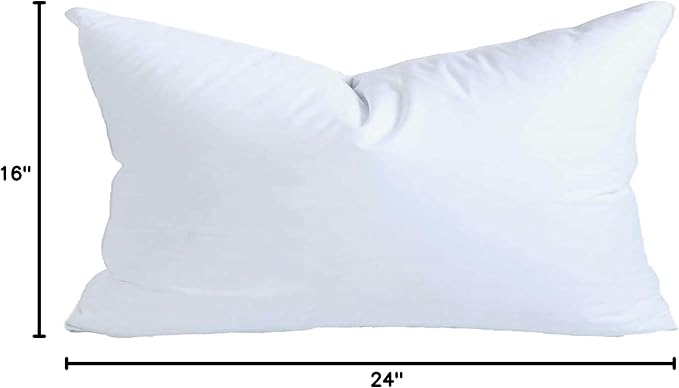 MoonRest® 16x24 Inch Synthetic Down Alternative Rectangle Pillow Insert Form Stuffer for Sofa Shams, Decorative Throw Pillow, Cushion and Bed Pillow Stuffing - Hypoallergenic 16“X 24”