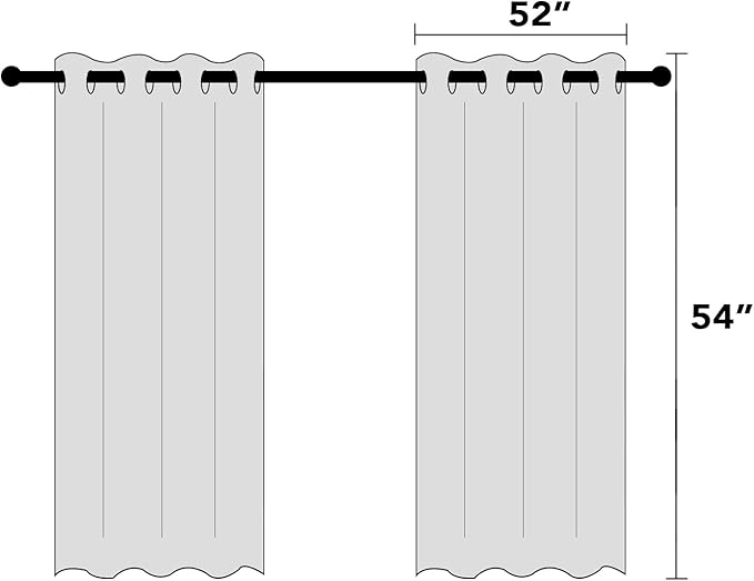 PrinceDeco Ivory 100% Blackout Curtains 54" Long Blackout Curtains for Bedroom Linen Texture Solid Thermal Insulated with White Liner Luxury Decor for Nursery 52x54 Inch (2 Panels)