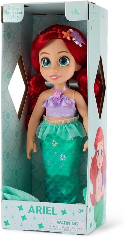 Disney Store Official Ariel Once Upon a Story Doll - Disney Princess Toys Featuring Reflective Eyes with 3D Pupil and Iris, Detailed Costume, Hair Comb - Comes in Display Box - 16 Inches