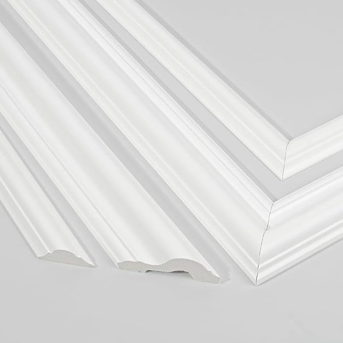 Art3d Premade Bilinear Frame Accent Molding Set, Pre-Cut Decorative Wainscoting Panel for Home Décor, Ready-to-Assemble Glue-On Wall Trim for Living Room Bedroom Corridor, 6 Separate Bilinear Frame