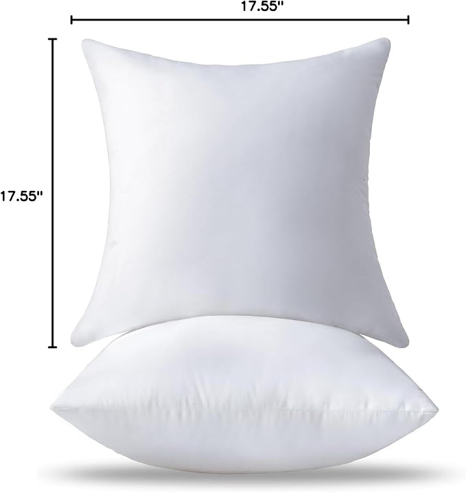 16 x 16 Pillow Inserts Set of 2 - Premium Soft and Fluffy 16 Inch Small Sofa Decorative White Square Throw Pillow Inserts Stuffing for Living Room Couch and Bedroom Interior Cushions