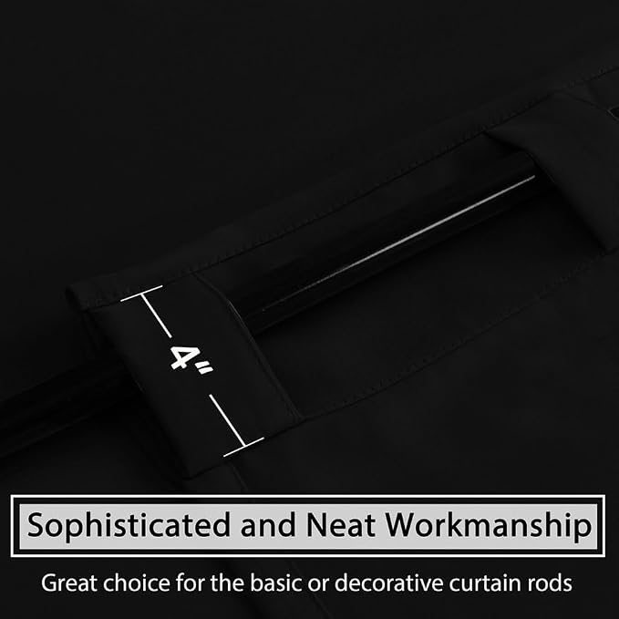 H.VERSAILTEX Blackout Curtains for Living Room Thermal Insulated Window Treatment Panels Room Darkening Blackout Drapes Back Tab/Rod Pocket Bedroom Draperies, 52 x 90 Inch, Jet Black, 2 Panels