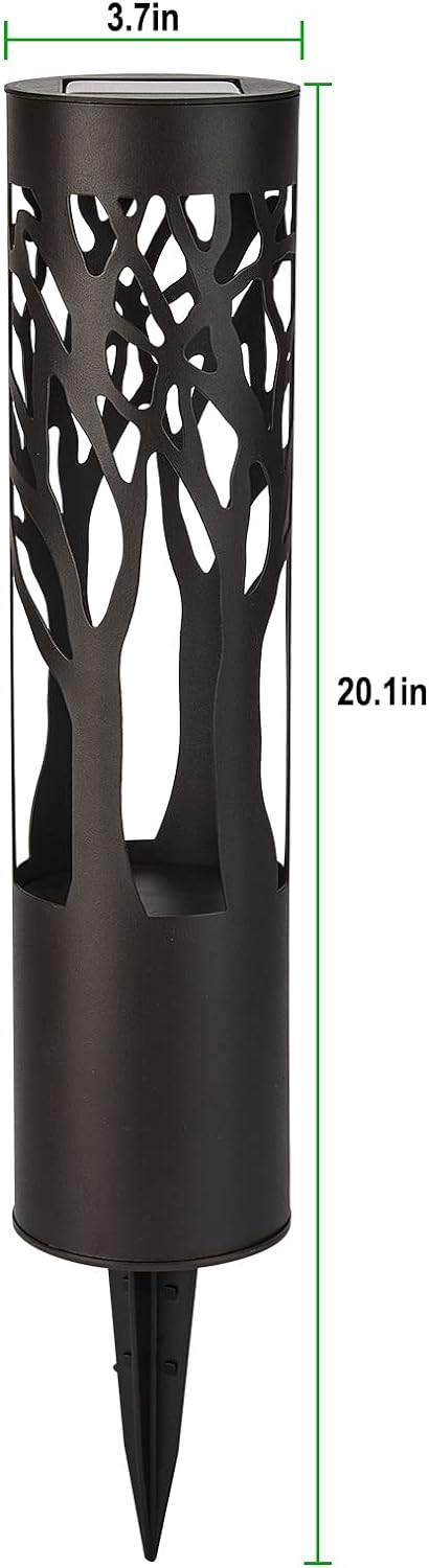 4Pack Solar Pathway Lights Outdoor, Landscape Lighting Dust to Dawn Solar Lights for Garden Decor, Metal Path Lights Solar Powered for Yard Lawn Patio Walkway Warm Yellow