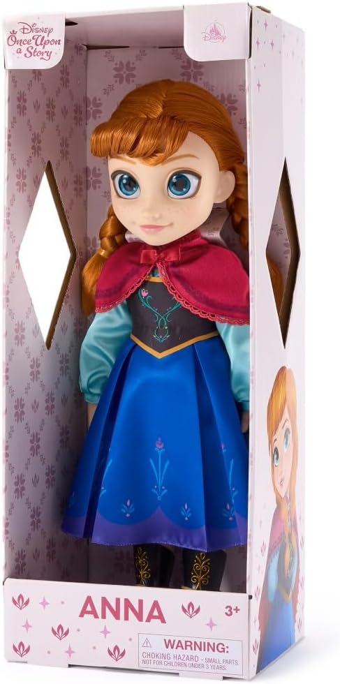 Disney Store Official Anna Once Upon a Story Doll - Disney Princess Toys Featuring Reflective Eyes with 3D Pupil and Iris, Detailed Costume, Hair Comb & Shoes - Comes in Display Box - 16 Inches