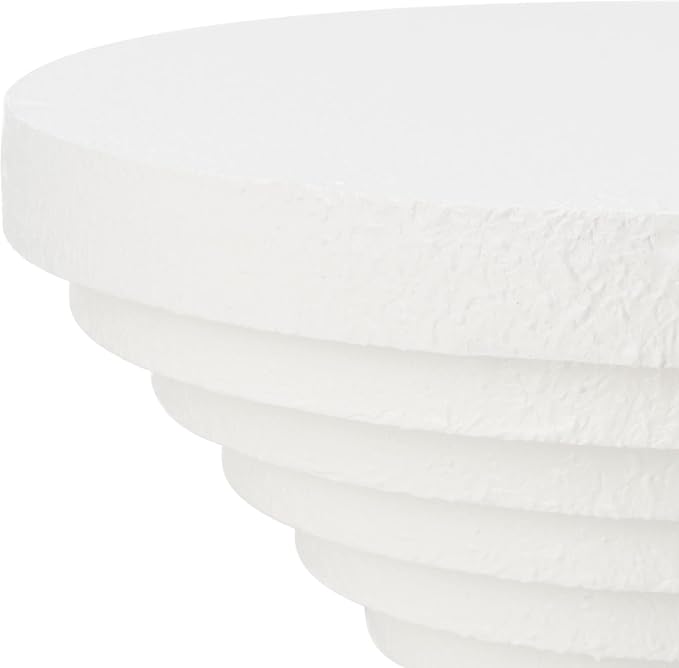 SAFAVIEH Home Collection Glynn Modern White Stacked 19-inch Geometric (Fully Assembled) Accent Table
