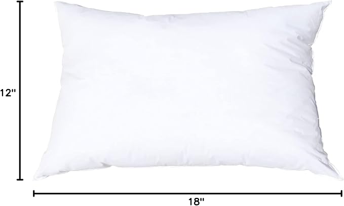 Pillowflex Synthetic Down Pillow Insert - 12x18 Down Alternative Pillow, Ultra Soft, Small Rectangle, Lumbar, Travel, Neck, Sleeping Pillow - 1 Decorative Pillow Form