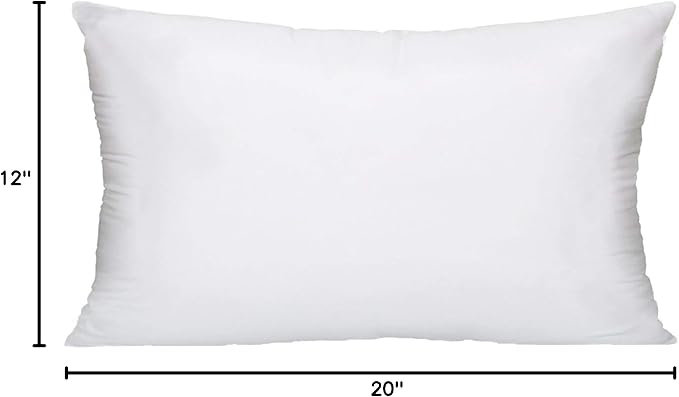 MoonRest® 12x20 Inch Synthetic Down Alternative Rectangle Pillow Insert Form Stuffer for Sofa Shams, Decorative Throw Pillow, Cushion and Bed Pillow Stuffing - Hypoallergenic 12“X 20”