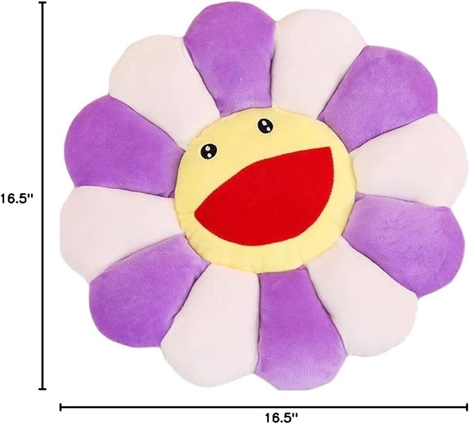 TEFU Flower Plush Pillow, Sunflower Soft Comfortable,Purple,16.5in/42cm | Colorful Sunflower Plush Pillow—Perfect for Home, Bedroom, Stores, Restaurants, Decor, Seating