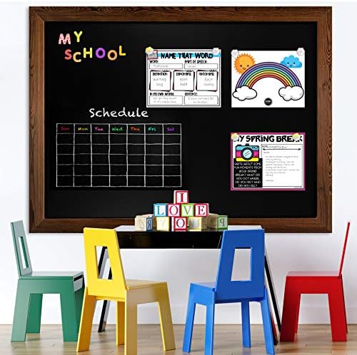 Loddie Doddie Magnetic Chalkboard - 46 x 34.5 in, Rustic Wood Frame - Menu Board for Kitchen - Magnetic Display Board for Notes & Photos - Hanging Chalkboard Sign & Kitchen Wall Decor