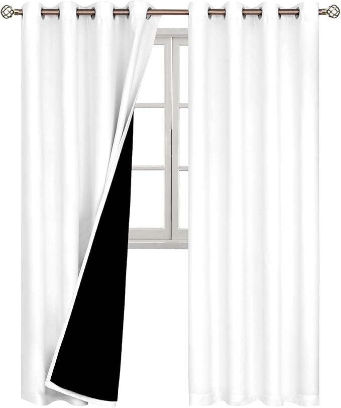 BGment White Blackout Curtains for Living Room - Black Out Curtains 84 Inches Long Thermal Insulated Light Blocking Grommet Drapes for Nursery, 52 Inch Wide Each