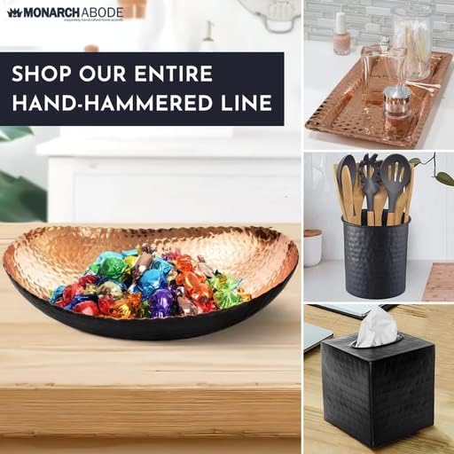 Monarch Abode Hand Hammered Decorative Bowl for Home Decor, 12.75-Inch White and Copper Plated – Key Bowl for Entryway Table, Catch All, Decorative Fruit Basin, Key Holder, Bowls for Home Decor