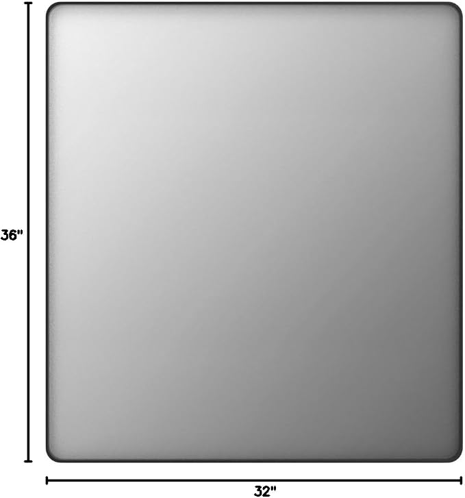 LOAAO 32x36 Inch Black Metal Framed Bathroom Mirror for Wall, Matte Black Bathroom Vanity Mirror Farmhouse, Large Rounded Rectangle Mirror, Anti-Rust, Tempered Glass, Hangs Horizontally or Vertically