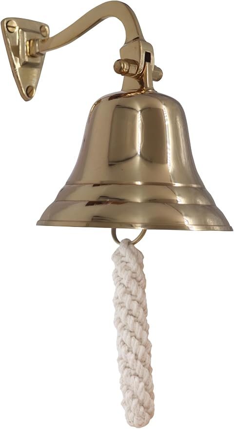 4" Solid Brass Bell Quality Marine Wall Mounted Ship Hanging Bell Perfect for Dinner, Indoor, Outdoor, School, Bar, Reception, Last Order & Church by The Metal Magician