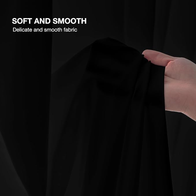 Anmao Non-See-Through Black Privacy Curtains for Living Room 54 Inch Length 2 Panels Set, Semi Sheer Light Filtering Window Curtains Drapes for Bedroom, 52 Inch Wide Each Panel