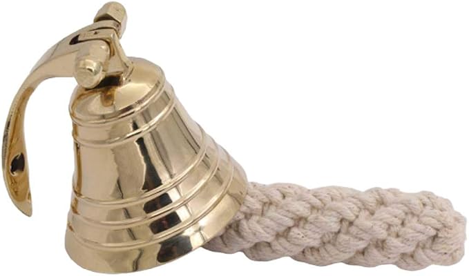 2" Polished Brass Bell Quality Marine Wall Mounted Ship Hanging Bell Perfect for Dinner, Indoor, Outdoor, School, Bar, Reception, Last Order & Church by The Metal Magician