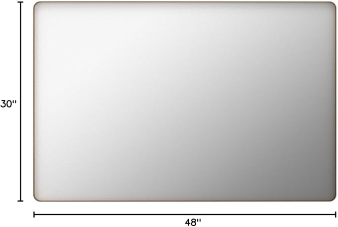 LOAAO 48”X30” Gold Bathroom Mirror, Rounded Rectangle Gold Frame Mirror, Brushed Gold Bathroom Vanity Mirror Wall-Mounted, Anti-Rust, Tempered Glass, Hangs Horizontally or Vertically