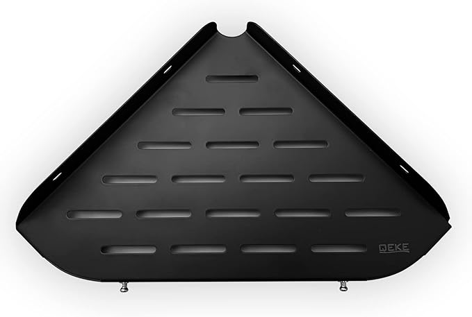 Qeke Bathroom Corner Shelf, 9" Shower Shelf Caddy, SUS304 Stainless Steel Shelf Wall Mount Corner Shelf with 2 Hooks, Matte Black