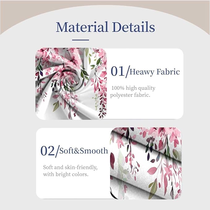 Pink Watercolor Floral Curtains, Botanical Leaves Vine Flowers Curtain, Rustic Farmhouse Flower Leaf Blackout Window Treatment Drapes for Bedroom Living Room 42x96 inch, 2 Panels