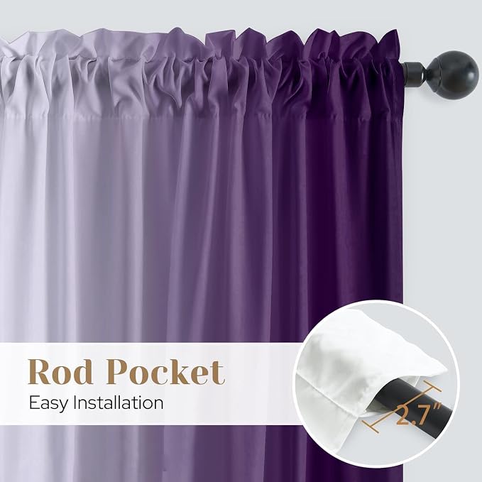 Purple Curtains 96 Inch Length for Living Room 2 Panel Set Purple and Grey White Window Treatment Curtains Lavender Ombre Gradient Light Filtering Curtains Modern Abstract Drapes