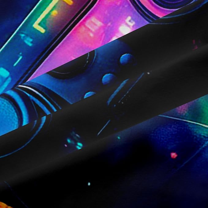 Feelyou Kids Gamer Blackout Curtains Galaxy Gaming Window Curtains Glitter Game Darkening Drapes Boys Girls Gamepad Teens Window Treatments Bedroom Decor (2 Panels, 42 x 63 Inch)