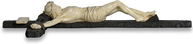DevotedWalls 20.75" H Catholic Realistic Style Crucifix for Wall, Renaissance Large realistic Jesus Chirst Cross for Church, Chapels and Home (Black and White Color)