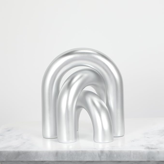 HMASYO 3Pcs Sliver Arch Decorative Objects Statue, Coffee Table Bookshelf Aesthetic Decor for Living Room Bedroom, Knick Knacks Home Table Top Decor for Shelves Boho Office Decor