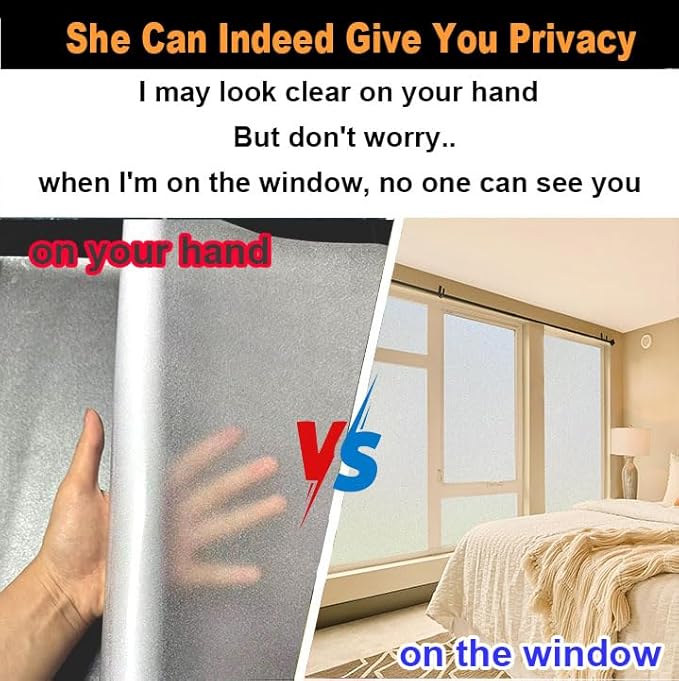 Frosted Glass Window Privacy Film Decorative with Tools, 2 Way Frosting Privacy Film for Glass Windows, Static Cling Tint for Home Anti-UV, Covering Clings 47.2" by 394"