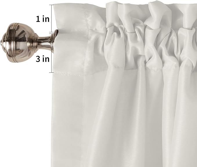 63 Inch Long Tier Curtains for Kitchen, Solid Color Beige Bathroom Window Curtains Rod Pocket Short Curtains Window Treatment Tiers for Living Room Farmhouse 2 Panels
