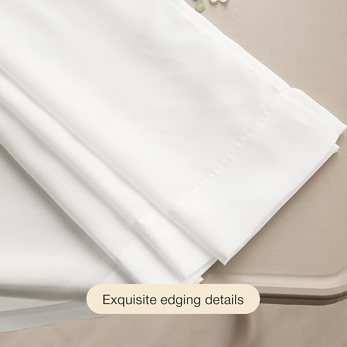 Anmao Non-See-Through Off White Privacy Semi Sheer Curtains for Living Room 108 Inch Length 2 Panels Set, Light Filtering That Let Light in Rod Pocket Window Drapes for Bedroom, 52Wx108L, Ivory White