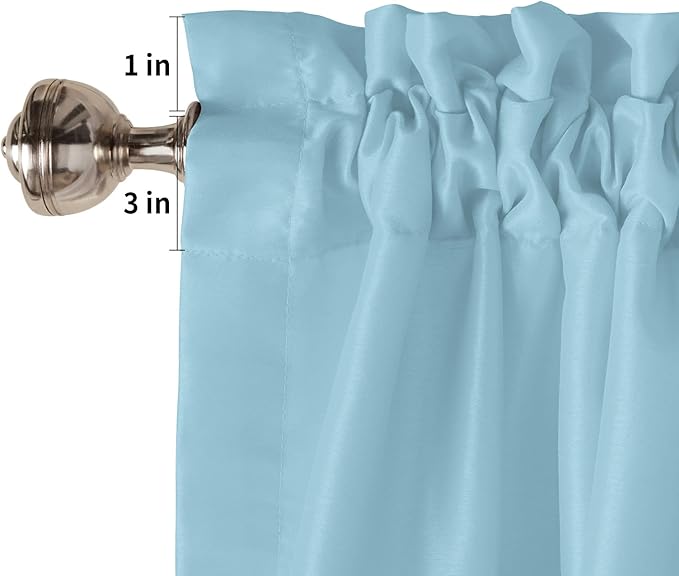 54 Inch Long Tier Curtains for Kitchen, Soild Color Sapphire Blue Bathroom Window Curtains Rod Pocket Short Curtains Window Treatment Tiers for Living Room Farmhouse 2 Panels