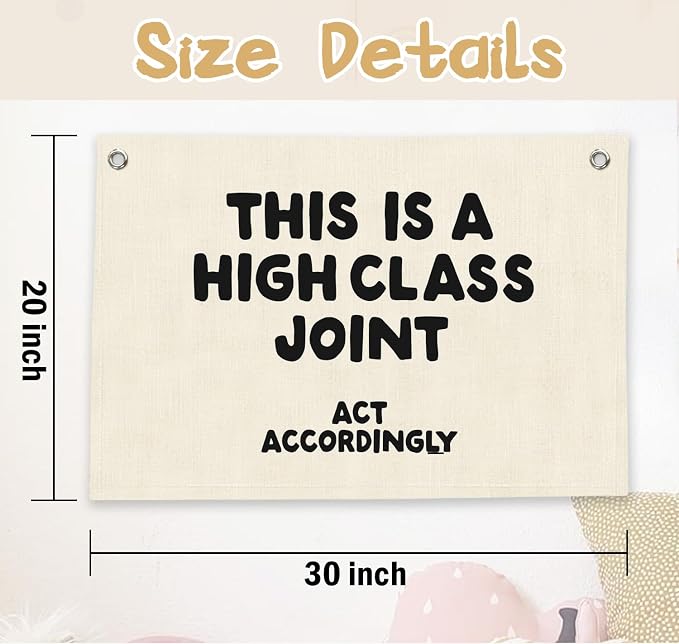 RTXLEZM Funny This Is a High Class Joint Canvas Banner | Neutral Minimalist Modern Wall Hanging for Home Bedroom Living Room Dorm Apartment Decor, 20x30 Inch