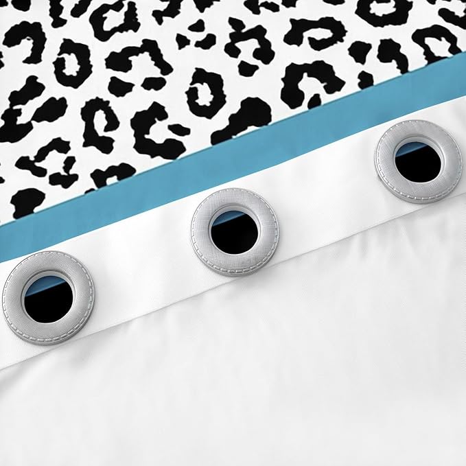 Leopard Print Window Curtains 42"Wx84"L Teal Boho Paisley Cheetah Curtains Black White Polk Dots Leopard Window Drapes 2 Panels For Kids Boys Girls Bedroom Decor,Bohemian Floral Window Treatments