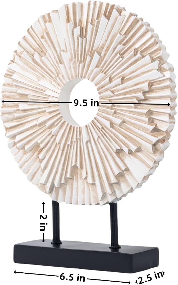 Minimalist Round Statue Above Cabinet Decor Kitchen, Modern Decorative Sculpture Home Decorations for Living Room Coffee Table, Office Decor Items, Center Pieces Decoration (White)