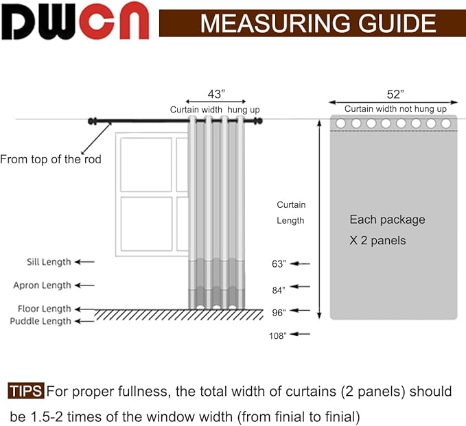 DWCN Ombre Faux Linen Sheer Curtains - Extra Long Gradient Semi Voile Light Filtering Grommet Top Bedroom and Living Room Curtains, 52 x 102 Inches Long, Set of 2 Window Curtain Panels, Taupe