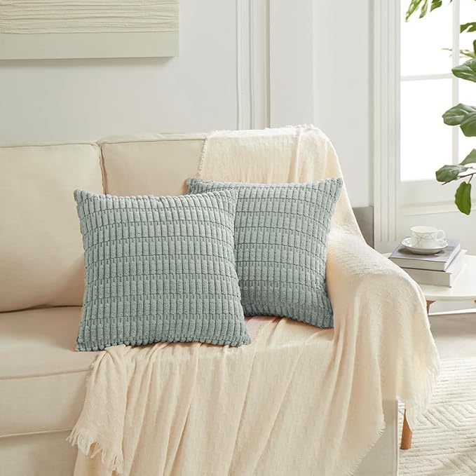 Fancy Homi 4 Packs Decorative Throw Pillow Covers for Living Room Couch Bed, Modern Farmhouse Boho Home Décor Accent Cushion Case, 20" x 20", Grey Blue