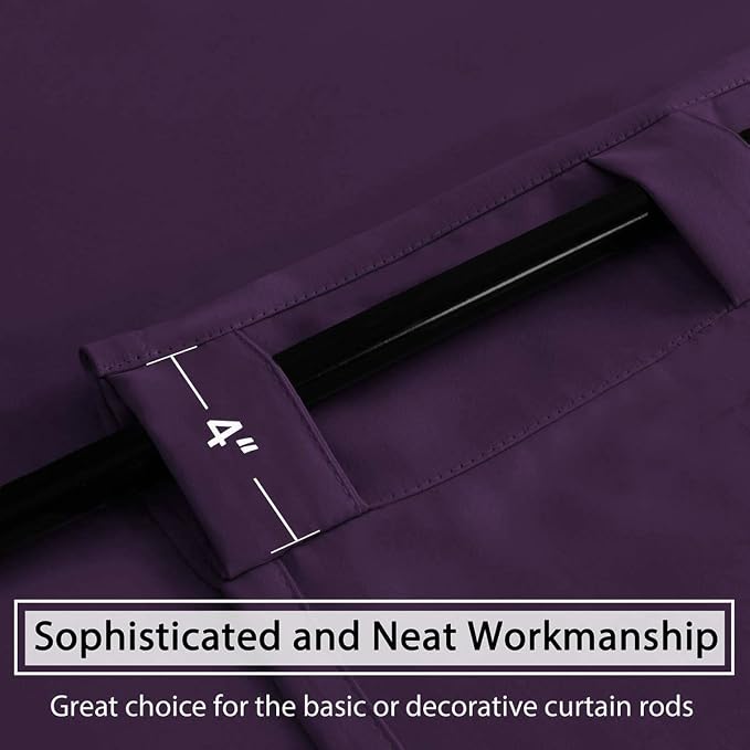 H.VERSAILTEX Blackout Curtains Thermal Insulated Window Treatment Panels Room Darkening Blackout Drapes for Living Room Back Tab/Rod Pocket Bedroom Draperies, 52 x 54 Inch, Plum Purple, 2 Panels