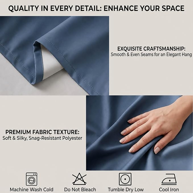 Navy Blue and Black Curtains for Living Room 63 Inch Length Ombre Curtains 2 Panel Bedroom Black and Blue Curtains Rod Pocket Light Filtering Window Curtain Modern Gradient Drapes
