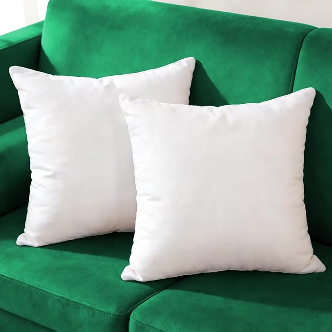 Extra Thick and Full Set of 2 Plump Cotton Fabric Throw Pillow Inserts, Overfilled Cushion Filler, 24 X 24 Inches