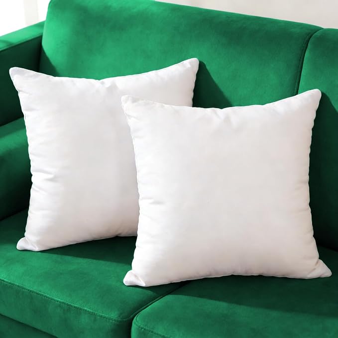 Extra Thick and Full Set of 2 Plump Cotton Fabric Throw Pillow Inserts, Overfilled Cushion Filler, 26 X 26 Inches