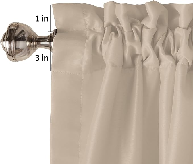 54 Inch Long Tier Curtains for Kitchen, Solid Color Light Khaki Bathroom Window Curtains Rod Pocket Short Curtains Window Treatment Tiers for Living Room Farmhouse 2 Panels
